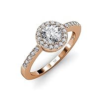 Round IGI Certified Lab Grown Diamond & Natural Diamond 1.56 ctw Prong set Women Halo Engagement Ring in 14K Gold