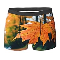 Autumn pattern Ultimate Comfort Men's Boxer Briefs â€“ Stretch Cotton Underwear for Daily Wear and Sports