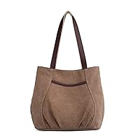 Casual Shopping Handbag Large Capacity Women Tote Bag Canvas Shoulder Bag (Color : Brown, Size : 30x13x27cm)
