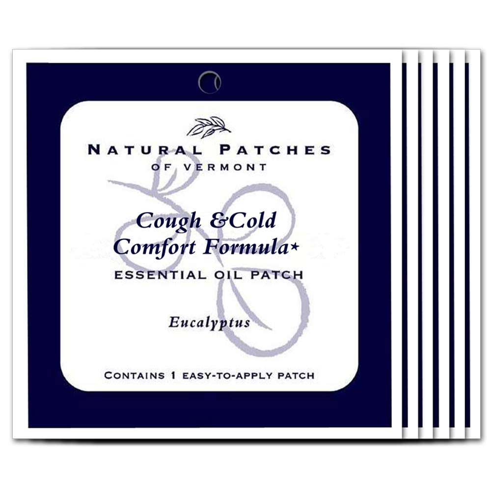 Natural Patches Of Vermont Eucalyptus Cough & Cold Comfort Essential Oil Body Patches, Single Patch Pouch (Pack of 6)