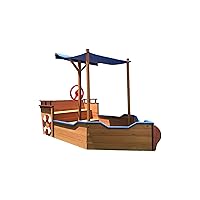 Sandbox with Cover,Wood Ship Sandbox with Rudder,Storage Bench and Seat,for Aged 3-8 Years Old, Sand Boxes for Backyard Garden, Sandbox for Beach Patio Outdoor