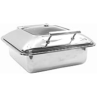 Tablecraft Stainless Steel Induction Chafing Dish with Quick View Window, Vented, Slow Closing Safety Lid, 2/3 Square Server, for Professional Restaurant, Catering, Foodservice, Buffet Use, 5 Quart