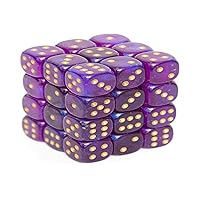 Chessex Borealis 12mm d6 Royal Purple/Gold Luminary Dice Block (36 dice) (CHX27987)