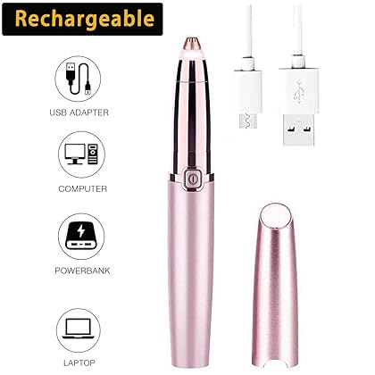 Reazeal Rechargeable Eyebrow Remover Painless-Precision Trimmer Razor Tool for Face Lips Nose Facial Hair Removal for Men Women