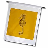3dRose Cute Seahorse Tattoo Style In Ochre Yellow - Flags (fl_357380_1)