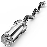 Olympic Barbell Curl Bar EZ Bar Strength Training Bar Threaded Chrome Barbell Bar for Weightlifting, Hip Thrusts, Squats and Lunges