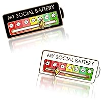 2Pcs Social Battery Pin Collection - 7 Days of Fun and Creative Enamel Mood Brooches for Self-Expression and Fashionable Style(White+Black)