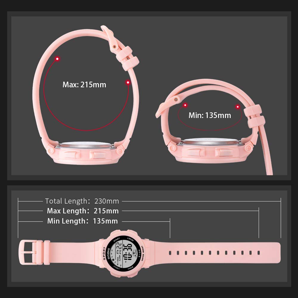 BESTKANG Women Digital Watches Unisex 7 Colors LED Backlight Display Alarm Chronograph Waterproof Silicone Strap Outdoor Sport Watch