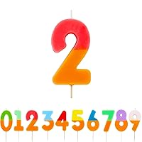 Talking Tables Orange and Pink Number 2 Candle for Cakes | Birthday Cake Topper Decorations for Kids Party, Boys, Girls 2nd, 21st Party, Anniversary, Milestone
