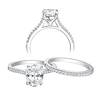 Newshe Jewellery Engagement Rings for Women Wedding Ring Set AAAAA Cz Solitaire Sterling Silver Oval 2.2Ct Size 4-13