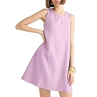 SCOFEEL Women Cotton Linen Sleeveless Dress for Summer Casual Shift Dresses with Pockets
