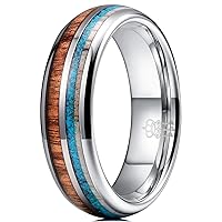 THREE KEYS JEWELRY 6mm 8mm Tungsten Wedding Ring Koa Wood Antler Calaite Inlay Vikings Hunting Band/Customized Ring
