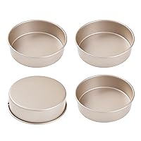 Round Cake Pan Set, 4Pcs 6-Inch Non-Stick Round Cake and Loaf Bakeware for Oven and Instant Pot Baking (Champagne Gold)