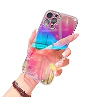 Miagon Colorful Laser Case for iPhone 14 Plus,Laser Ray Rainbow Color Holographic Crystal Clear Cover Slim Hard PC Sparkle Protective Florescent Iridescent Bumper