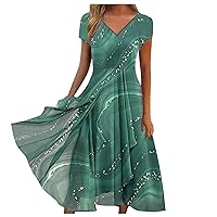 Summer Dresses for Women 2024 Beach Vacation Sexy Casual Trendy Sundresses with Sleeves Wedding Guest Floral Boho Dresses