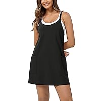 ODODOS Women's Cotton Soft Romper/Mini Dress with Pockets Racerback One Piece Outfit (Shirts Not Included)