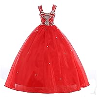 Flower Girls' Sequins Ball Gowns Beaded Long Pageant Dresses