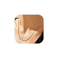 Gold Chain Necklace for Women Girls, 18K Plated Real Gold Choker Necklace Snake Herringbone Figaro Curb Satellite Paperclip Chain Layered Necklace Womens Simple Jewelry Gift
