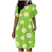 Womens Boat Neck Dress Beach Dress for Women Short Sleeve Loose Fit Hawaiian Midi Fall Summer Dress 2024