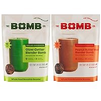 Blender Bombs The Bomb Co, Glow Better & Peanut Butter, High Fiber Smoothie Supplement with Superfoods & Amino Acids, Smoothie Mix with Hemp, Flax and Chia Seeds, 20 Servings
