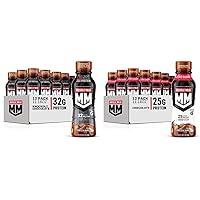 Muscle Milk Pro Advanced Nutrition Protein Shake, Knockout Chocolate, 11.16 Fl Oz (Pack of 12) and Muscle Milk Genuine Protein Shake, Chocolate, 25g Protein, 11.16 Fl Oz (Pack of 12)