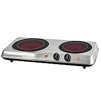 OVENTE Countertop Infrared Double Burner, 1700W Electric Hot Plate and Portable Stove with 7.75