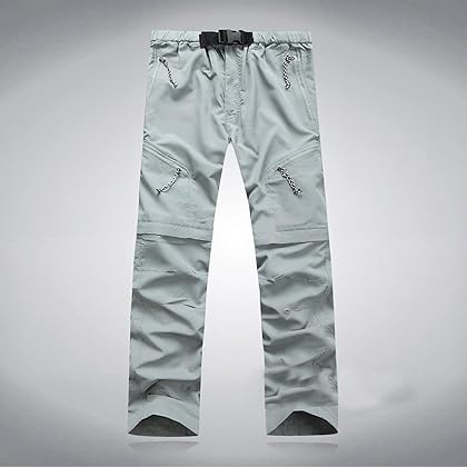 Men's Hiking Pants with Zipper Pocket, Lightweight Quick Dry Waterproof Pants, Detachable Outdoor Cargo Trousers