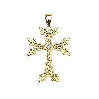 YELLOW GOLD ELEGANT ARMENIAN CROSS DIAMOND PENDANT - Gold Purity:: 10K, Pendant/Necklace Option: Pendant Only