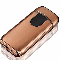 Electric Lighter Windproof, USB Rechargeable Lighter Flameless Touch Sensor Dual Arc Windproof Lighter with Power Indicator and USB Cable in Gift Box Packaging,Gold,77 * 17 * 35mm