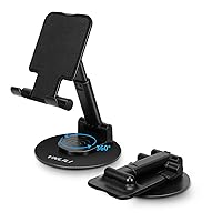 YXLILI Foldable Phone Stand Adjustable Angle Height Cell Phone Holder for Desk 360° Rotating Cellphone Stand for Office Compatible with iPhone14/13/12/11 Pro, Max, Mini, iPad, Tablet(4-9.7in)-Black
