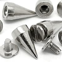 RUBYCA 500 Sets 13MM Silver Color Bullet Cone Spike and Stud Metal Screw Back for DIY Leather-Craft