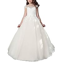 Girls'Flower Girl Dresses Wedding Kids Communion Dress Lace Ball Gown