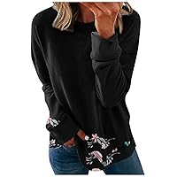 Fall T Shirts Women Long Sleeve Casual Crew Neck Top Lady Stretch Striped Comfort