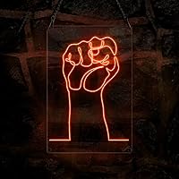 Hand Showing Fist Neon Sign, Handmade EL Wire Neon Light Sign, Home Decor Wall Art, Pink