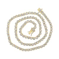 The Diamond Deal 14kt Yellow Gold Mens Round Diamond 16-inch Tennis Chain Necklace 9 Cttw