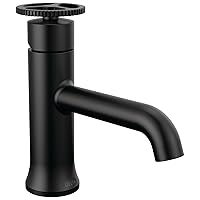 Delta Faucet Trinsic Matte Black Bathroom Faucet, Single Hole Bathroom Faucet, Single Handle Bathroom Sink Faucet Black, Diamond Seal Technology, Drain Assembly, Matte Black 558-BLMPU-DST