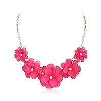 Flyonce Flower Collar Necklace, Floral Flower Statement Summer Beach Chokers Necklaces for Women Girls