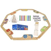 Grhonior Marbles and Jokers Board Game Pegs and Jokers Real Solid Wood (Pine) Game Board Wooden for 2-8 Players 8 Game Boards 8 Colors 40 Marbles 4 Boxes Card