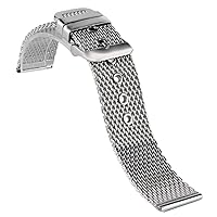 Stainless Steel Watche Band 20/22/24mm Strap Pin Buckle Replacement Wrist Bracelet Mesh Watch Strap (Color : Silver, Size : 24mm)