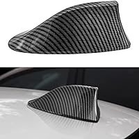 Carbon Fiber Black Shark Fin Aerial Antenna for Car Roof, Automotive Top Roof AM/FM Radio Signal Base Cover with Adhesive Tape, Car Accessories Universal for Trucks, SUV, Van