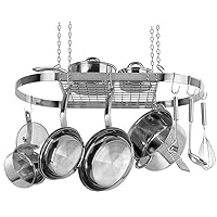 Range Kleen CW6001 Stainless Steel Hanging Oval Pot Rack 1.5 Inch H by 33 Inch W by 17 Inch D