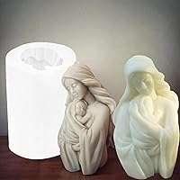 Nativity Scene Silicone Candle Molds, Mary with Baby Jesus Sculpture Mold for Resin Pendant Plaster Carving Making Aromatherapy Christmas Home Decorating (5'') 20221012