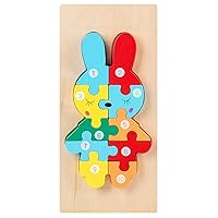 Animal Puzzles for Toddlers, Bear Bunny Dolphin Shape Wooden Toddler Puzzle for Learning, STEM Educational Learning Toys for Birthday Gifts, Christmas Gifts, Christmas Gifts