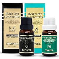 Dionel Secret Love inner perfume fragrance oil for underwear women Long-lasting feminine scent Black Edition 15ml(0.51fl.oz) + Clean-Cotton 15ml(0.51fl.oz)