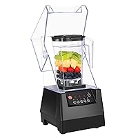 Super Quiet Commercial Blender with Soundproof Enclosure, Self-Cleaning 4D Blades for Ice Crushing, Smoothies and Puree, Professional Countertop Blender, Black