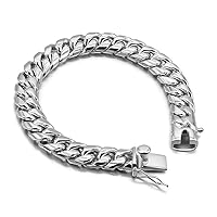 Cuban Link Bracelet 10mm 7-10 Inches Miami Hip Hop Jewelry 925 Sterling Silver Cuban Link Chain For Women Mens