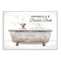 Stupell Industries Happiness Is A Bubble Bath Dog In Tub Word Design, 10 x 15