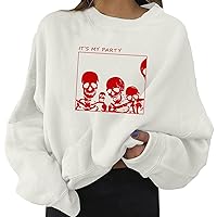 Oversized Sweatshirt for Women Halloween Funny Pumpkin Printed Long Sleeve Crewneck Drop Shoulder Loose Pullover Tops