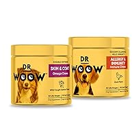 Chews Dog Treats Supplements Glamourous Pup Bundle 2 Pack (180 Count) Wild Alaskan Salmon Oil and Duck Flavor - Skin & Coat + Immune Health Food Supplements with Omega 3 Fatty Acids
