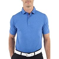 Mens Short Sleeve Geometric Print Performance Golf Polo Shirt (Size Small - 3XL)